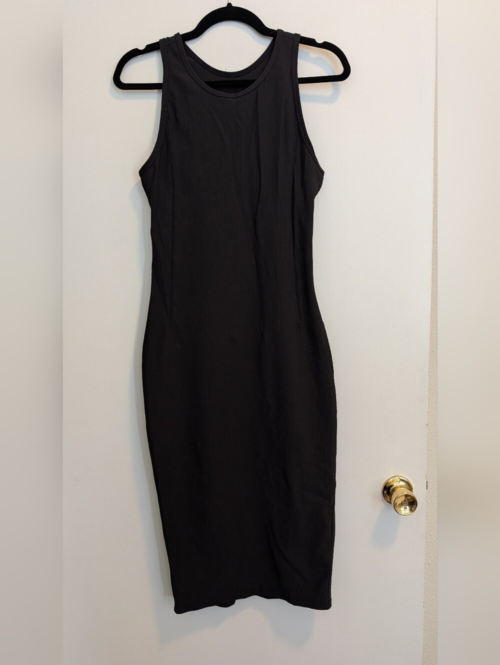 lululemon athletica Black Ribbed Sleeveless Midi Dress